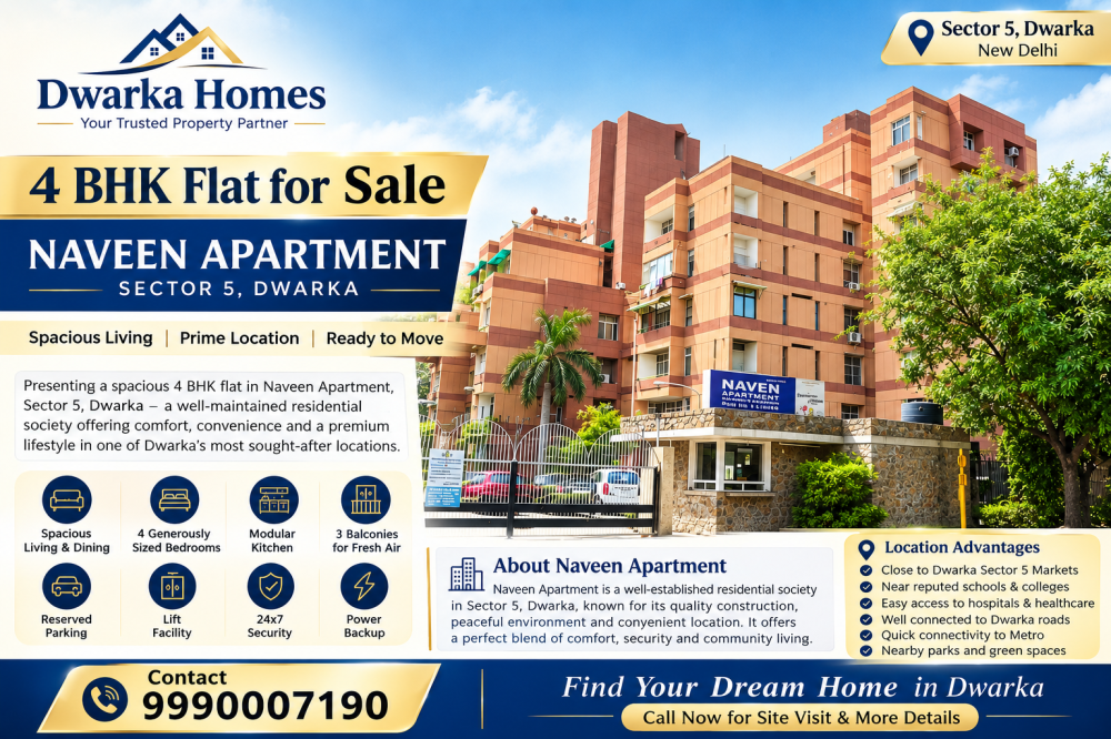4 bhk flat for sale in Naveen Apartment Dwarka 